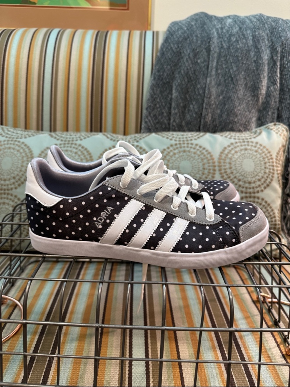 adidas Black SATIN Polka Dot with White Stripes